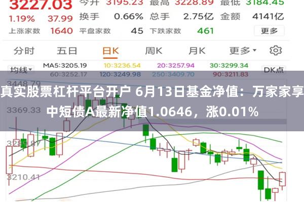 真实股票杠杆平台开户 6月13日基金净值：万家家享中短债A最新净值1.0646，涨0.01%