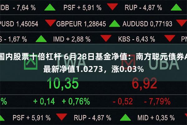 国内股票十倍杠杆 6月28日基金净值：南方聪元债券A最新净值1.0273，涨0.03%